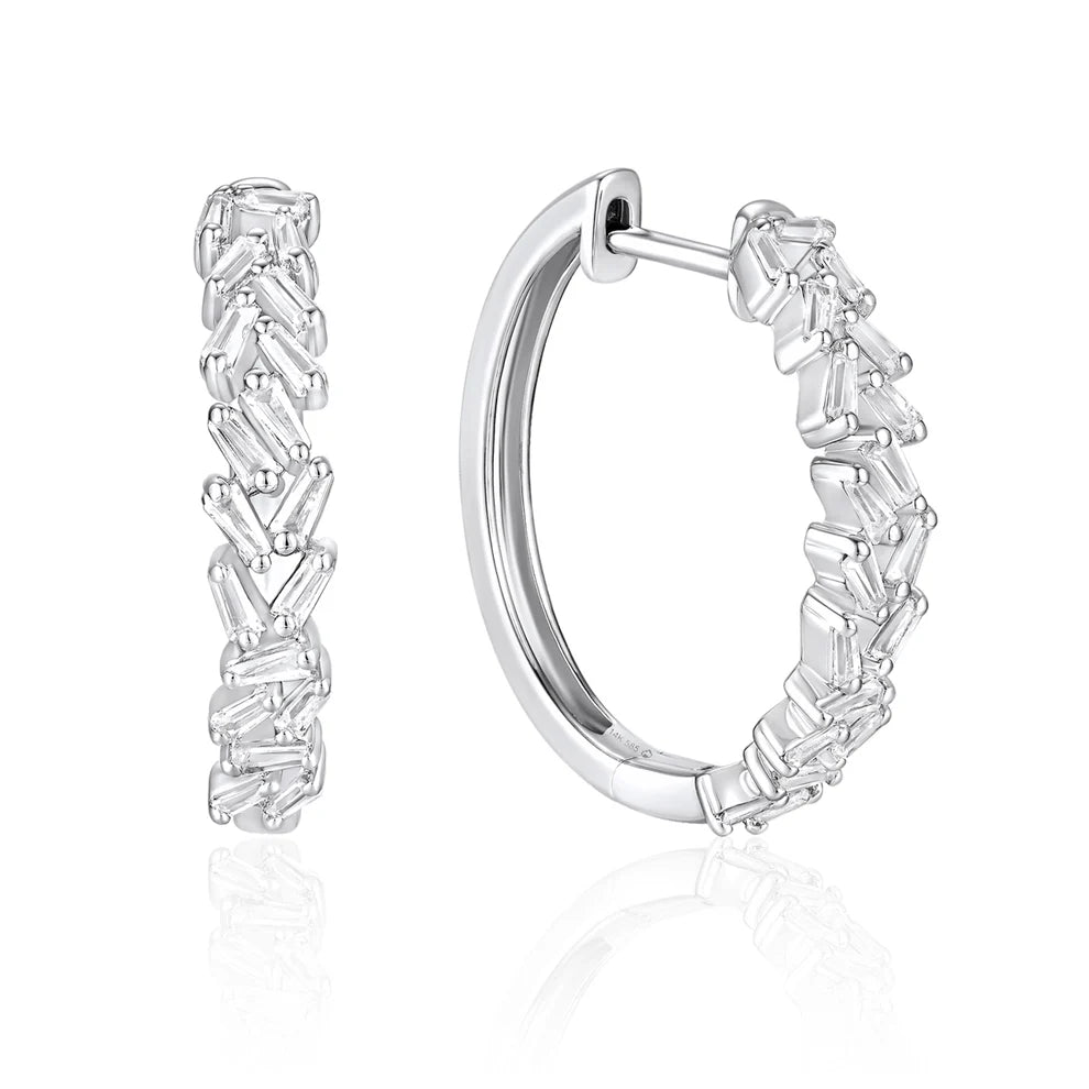 Crystal Cut Diamond Hoops