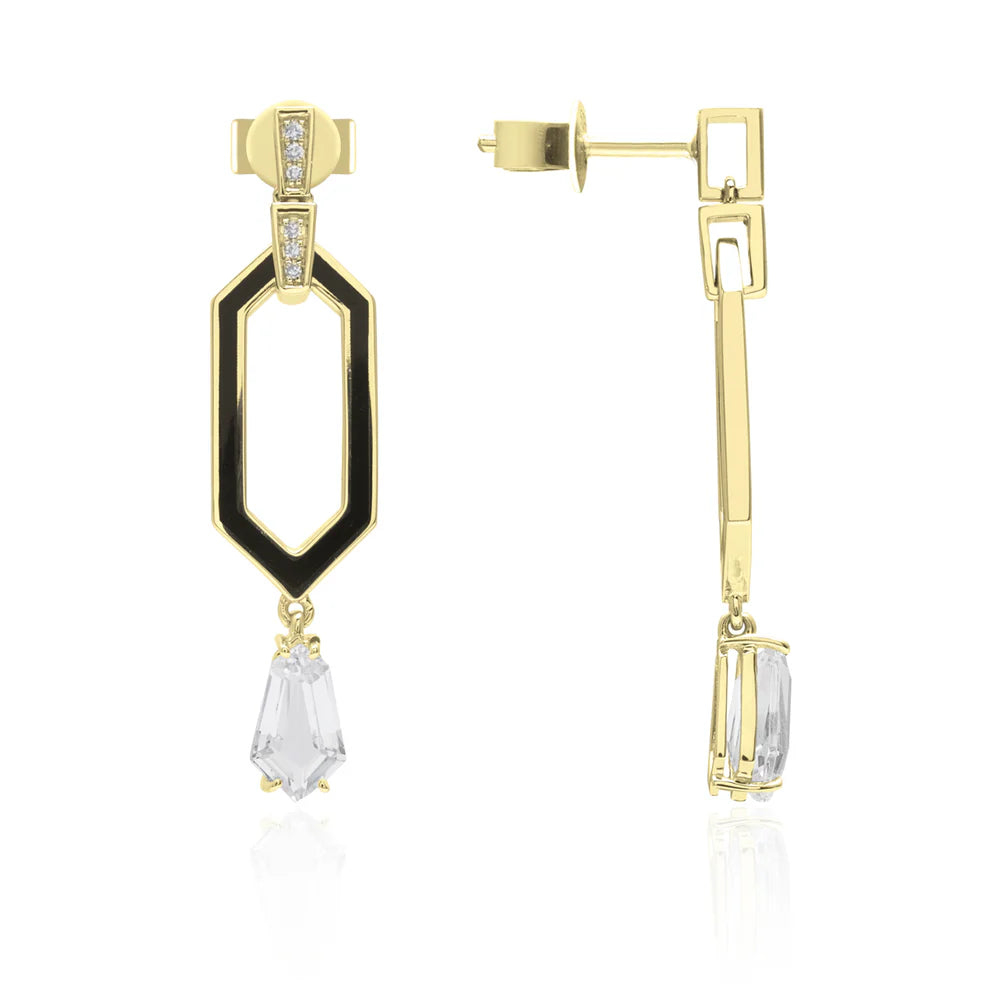 Bee Hive Enamel Earrings with vibrant enamel colors and fun geometric shape.