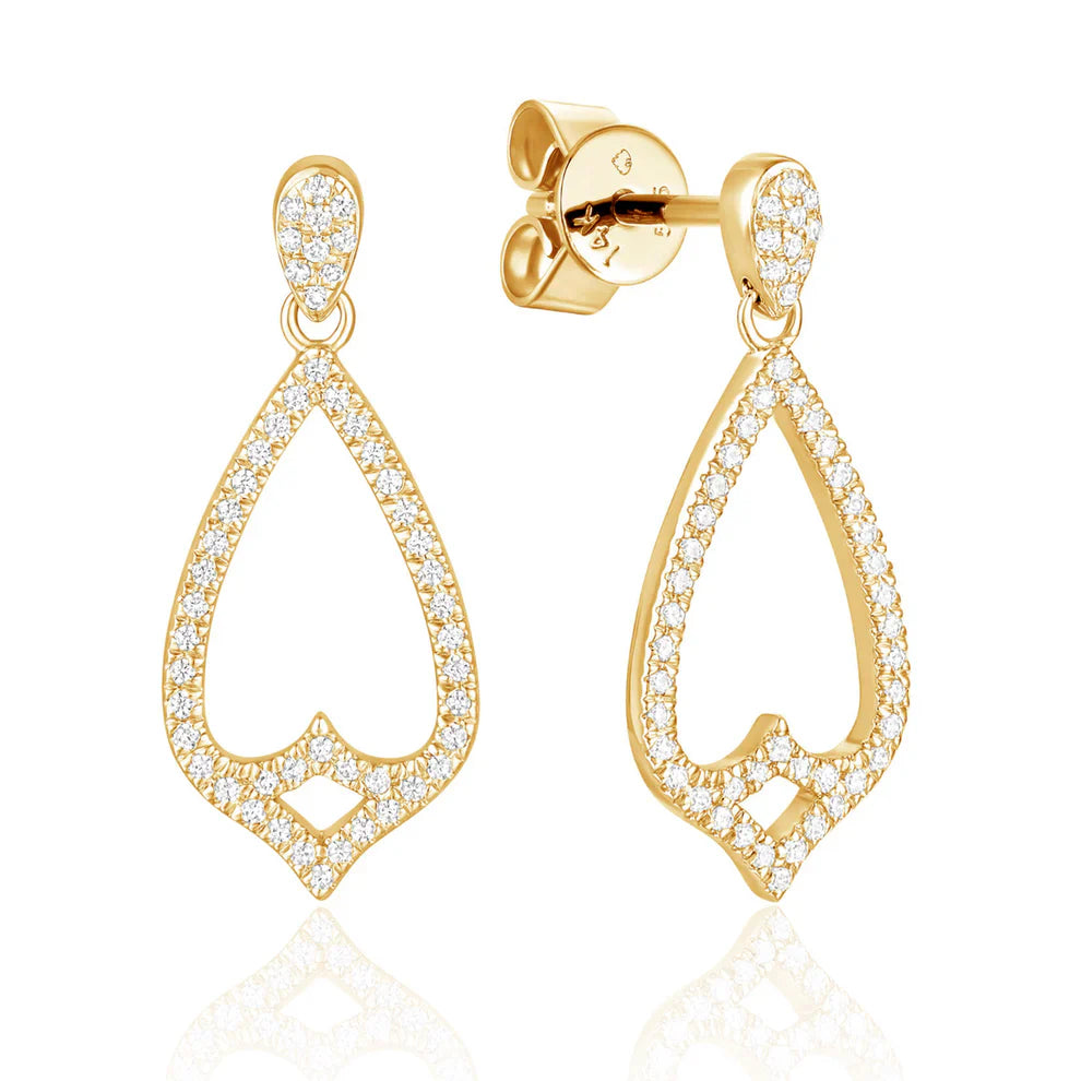 Classic Open Frame Diamond Earrings with a dangle design to sway and display a luxurious shine.