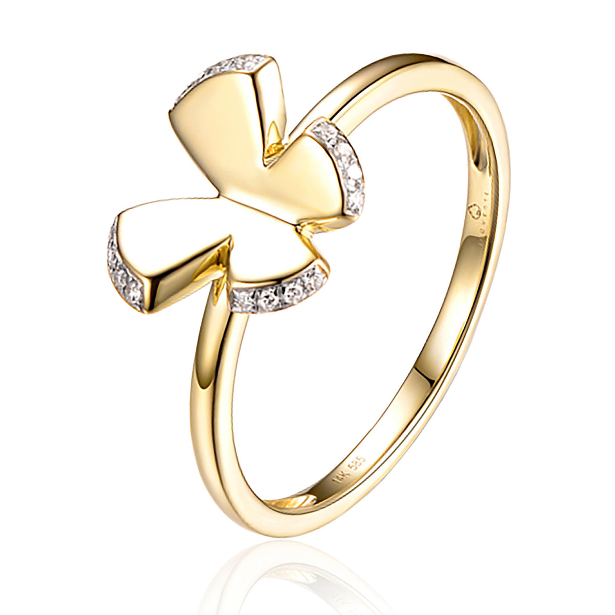 Butterfly Ring with Diamond Frame, crafted with precision. Diamond pave frame in a butterfly shape.