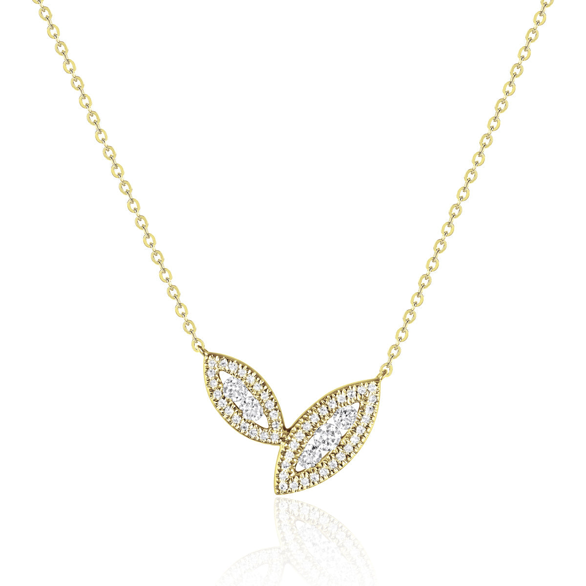 Petal Diamond Halo Necklace
