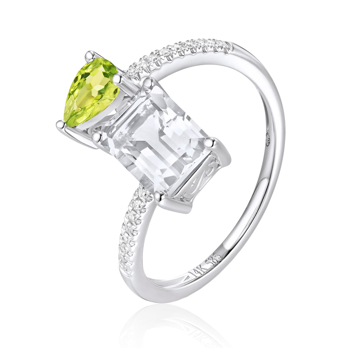 Emerald Cut & Pear Shape Mariposa Ring