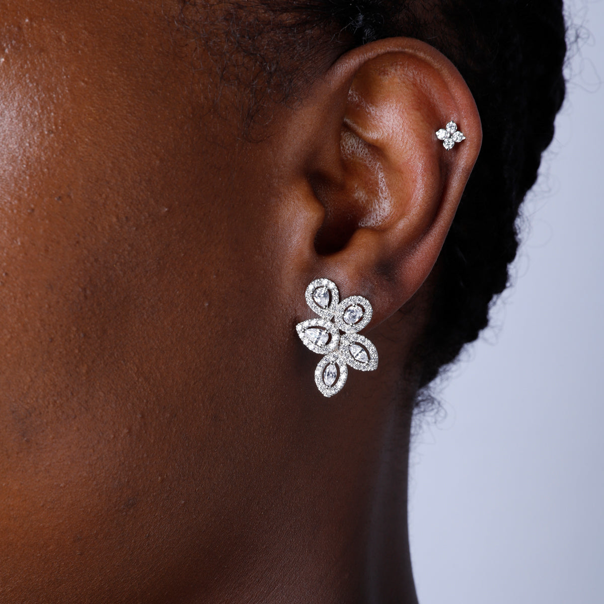 Tear Drop Halo Drop Earrings