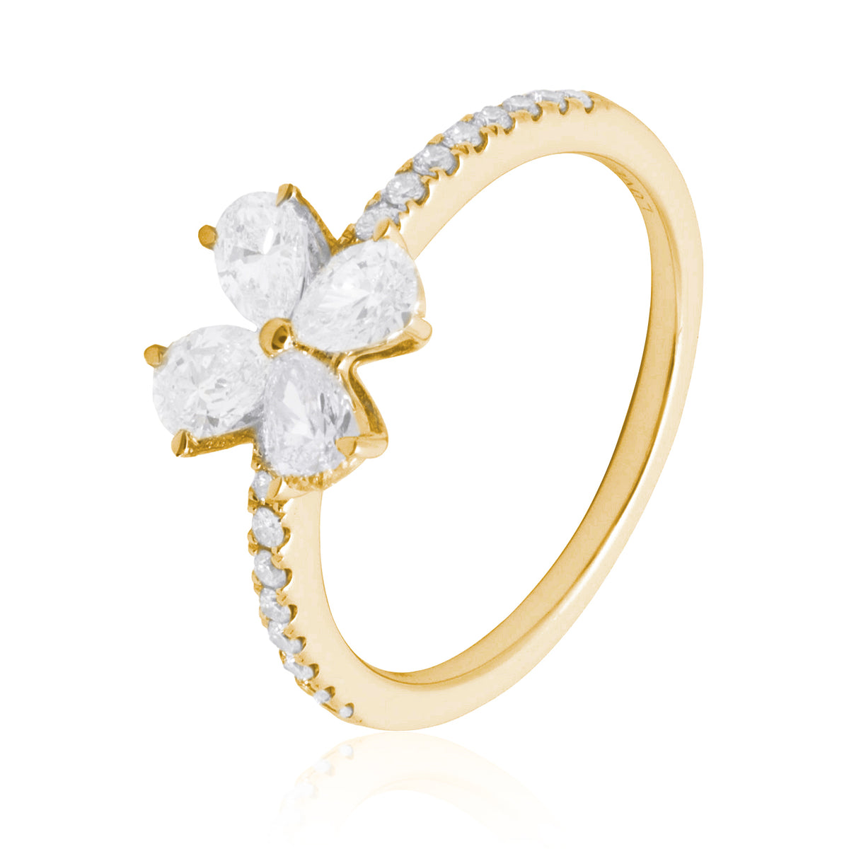 Pear Diamond Clover Ring