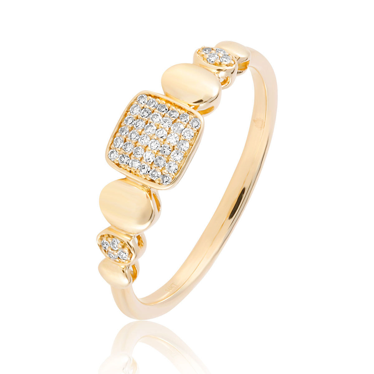 Golden Carré Pave Ring