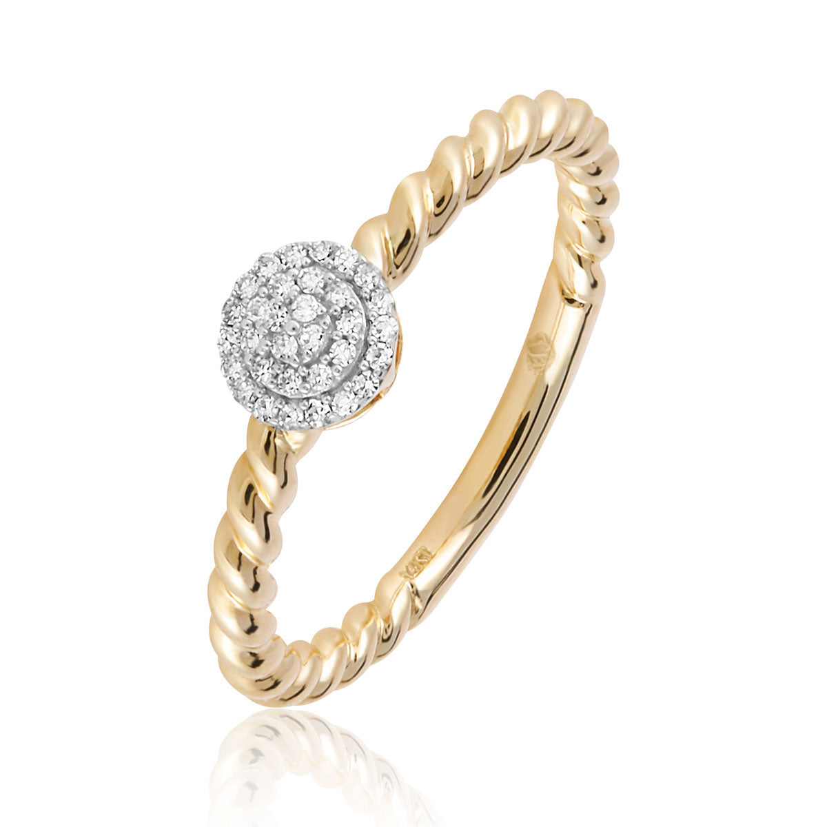 Twisted Round Pave Ring