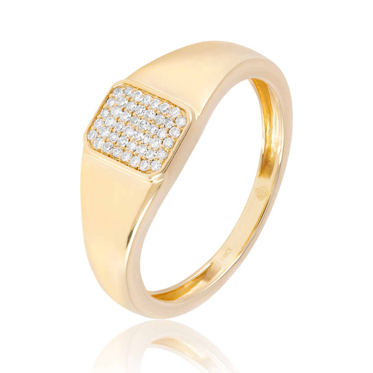 Carré Signet Pave Ring