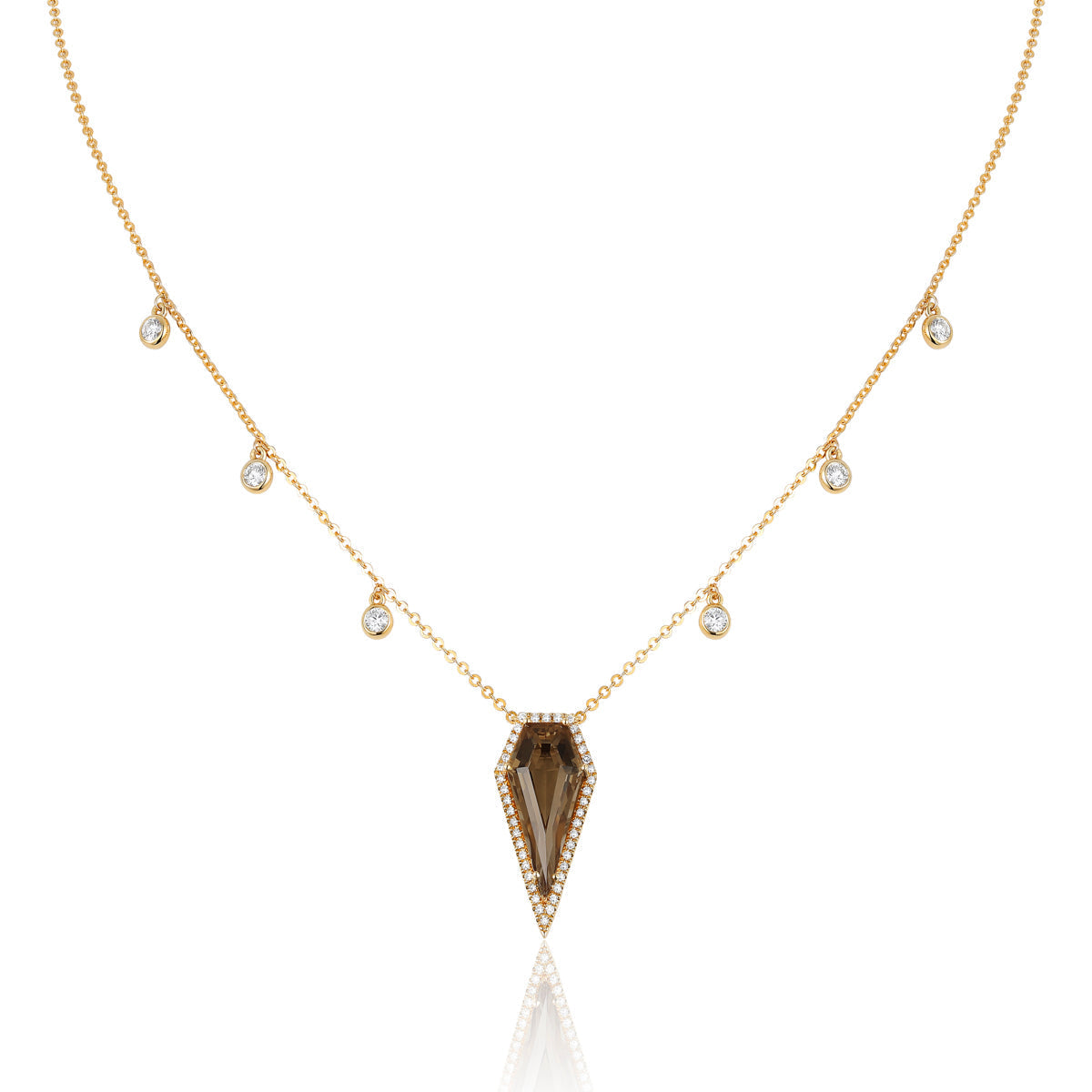 Diamond Shape Necklace with Diamond Charms