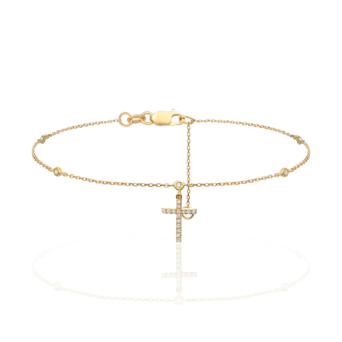 Classic pairing of a gold cross and rosary beads perfect for everyday.
