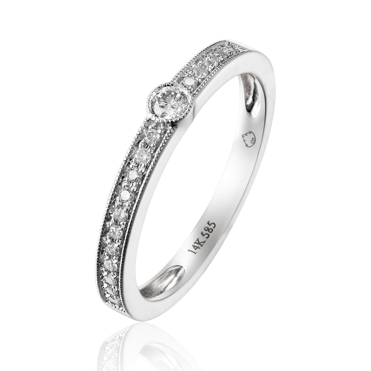 Milgrain Edge Diamond Ring