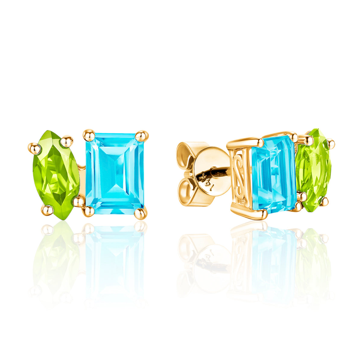 Dual Gemstone Marquise Earrings
