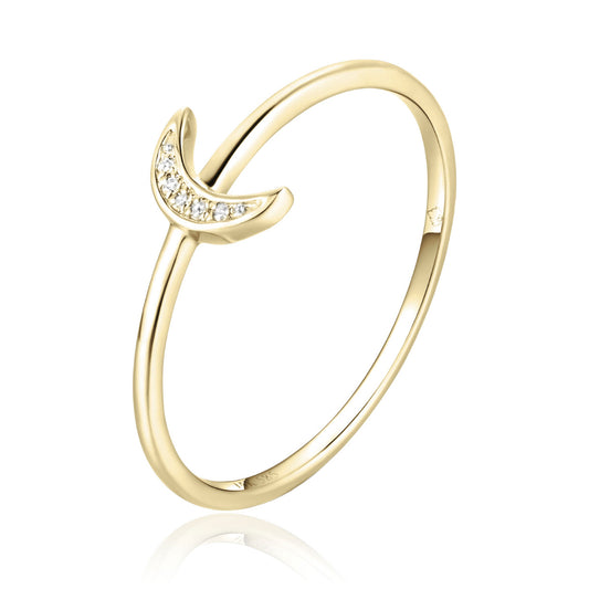 Diamond Crescent Moon Ring