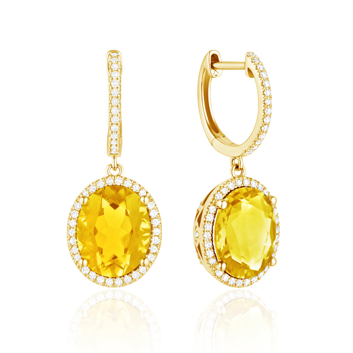 Oval Halo Drop Earrings