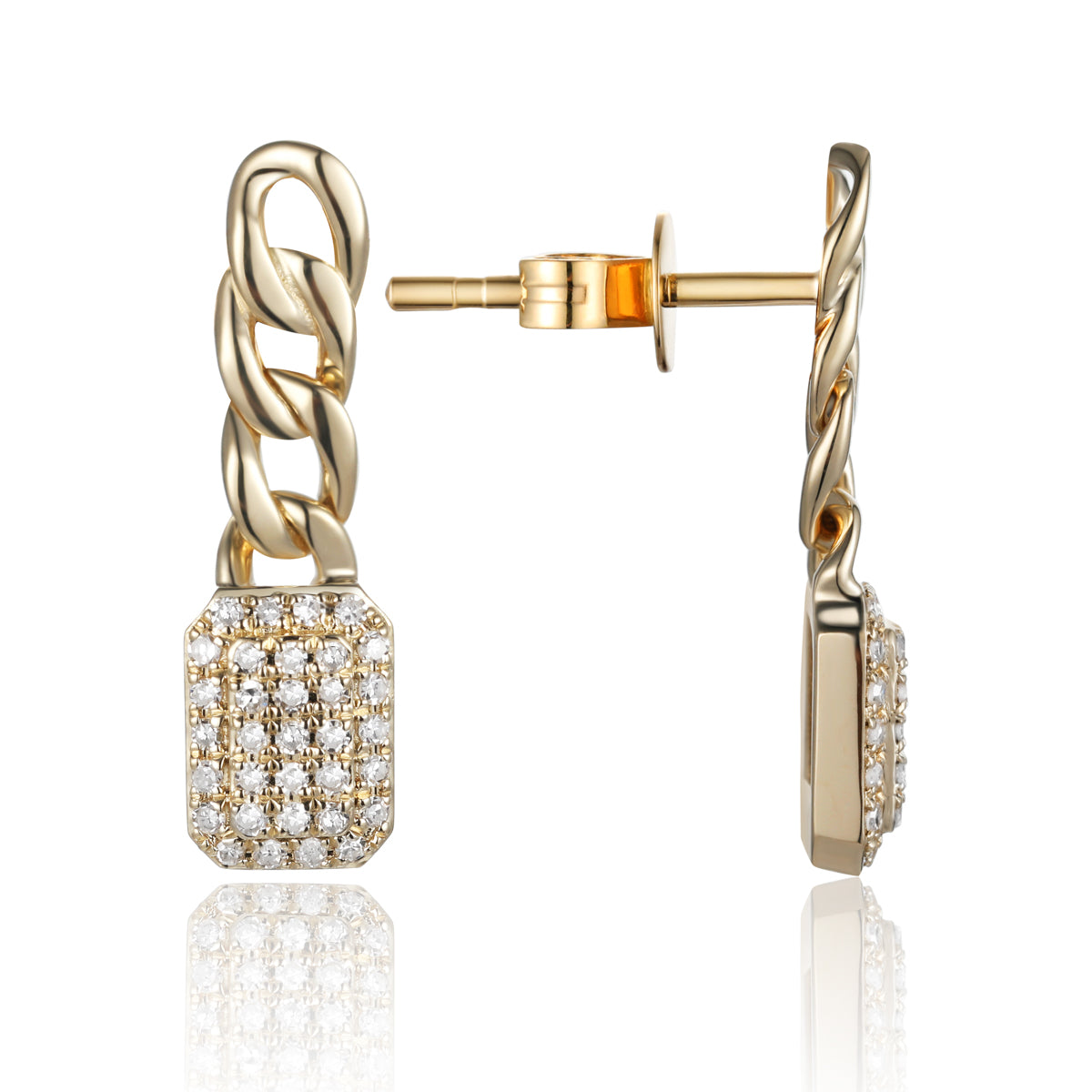 Pave Rectangle Drop Earrings