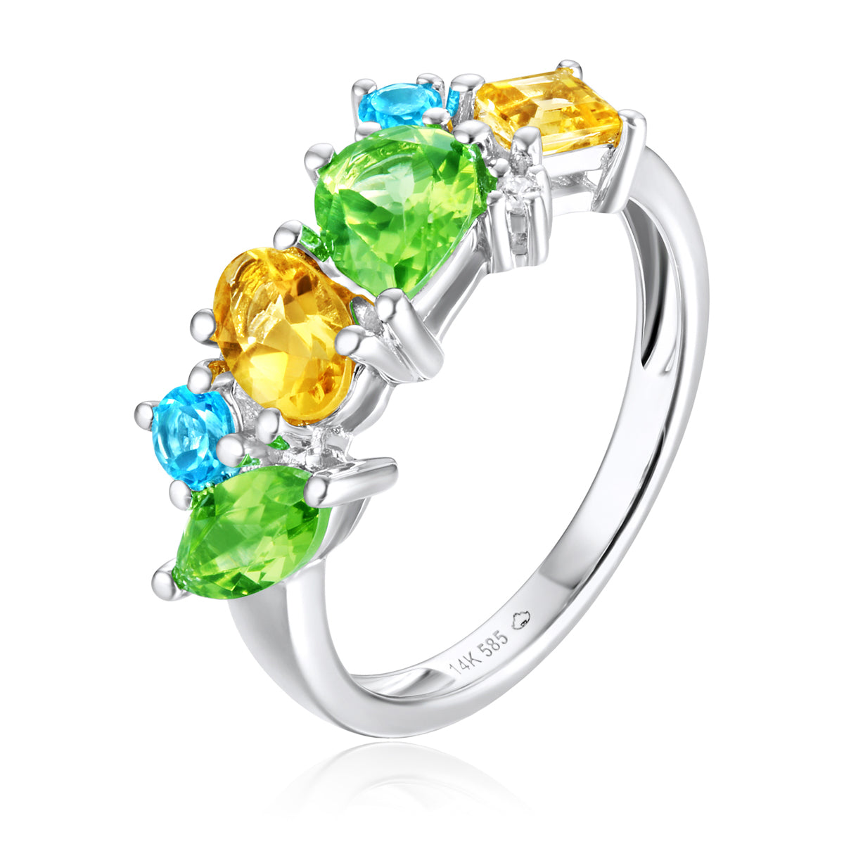 Multi Color Oval - Pear Shape Ring