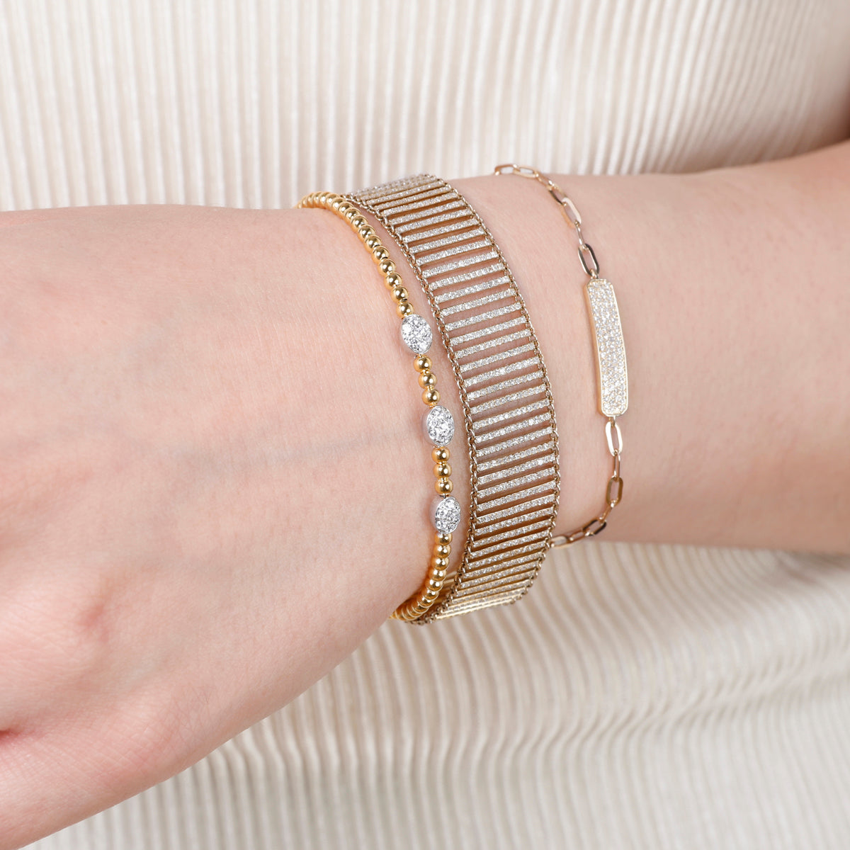 Stackable Beaded Gold Bangle