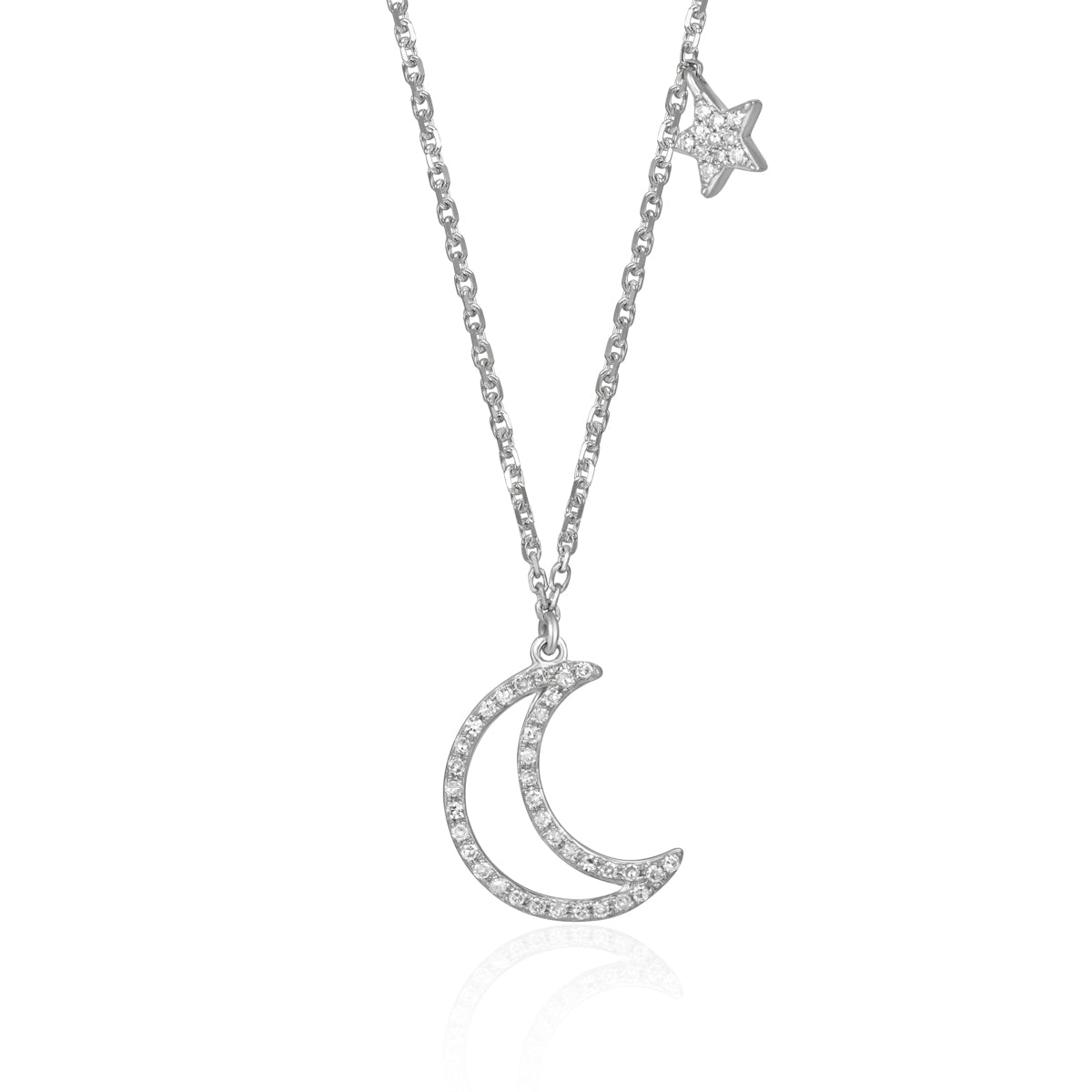 Crescent and Star Diamond Necklace