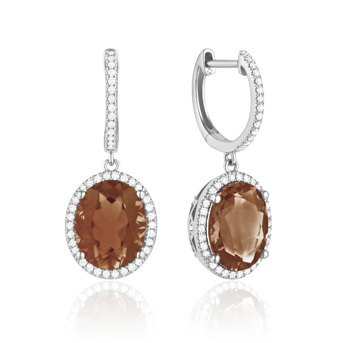 Oval Halo Drop Earrings