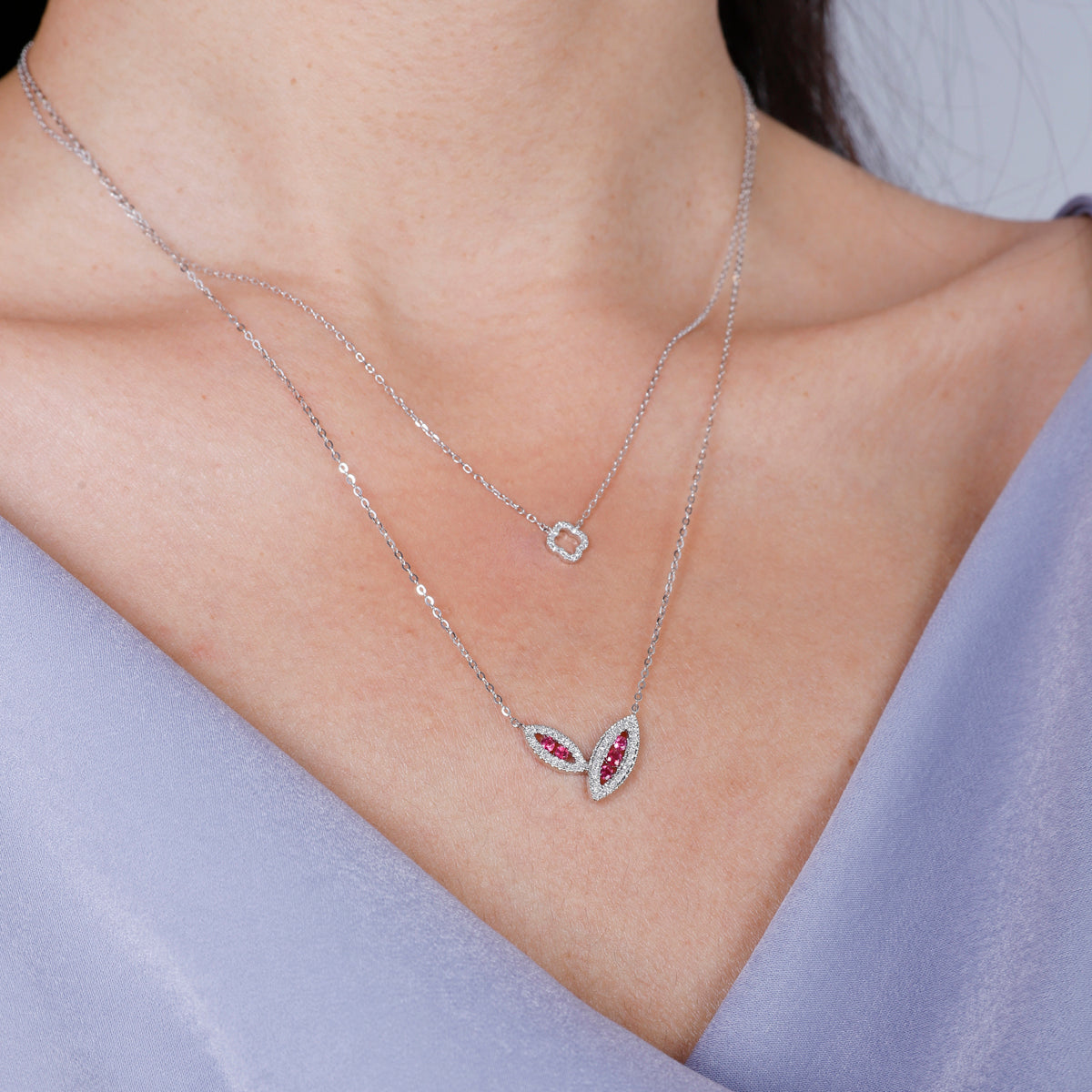 Petal Diamond Halo Necklace