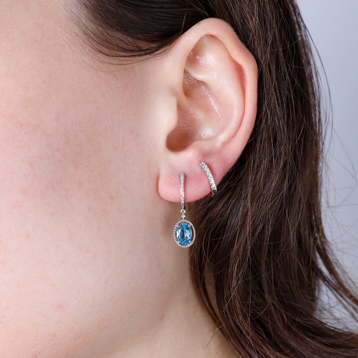 Open Halo Oval Earrings