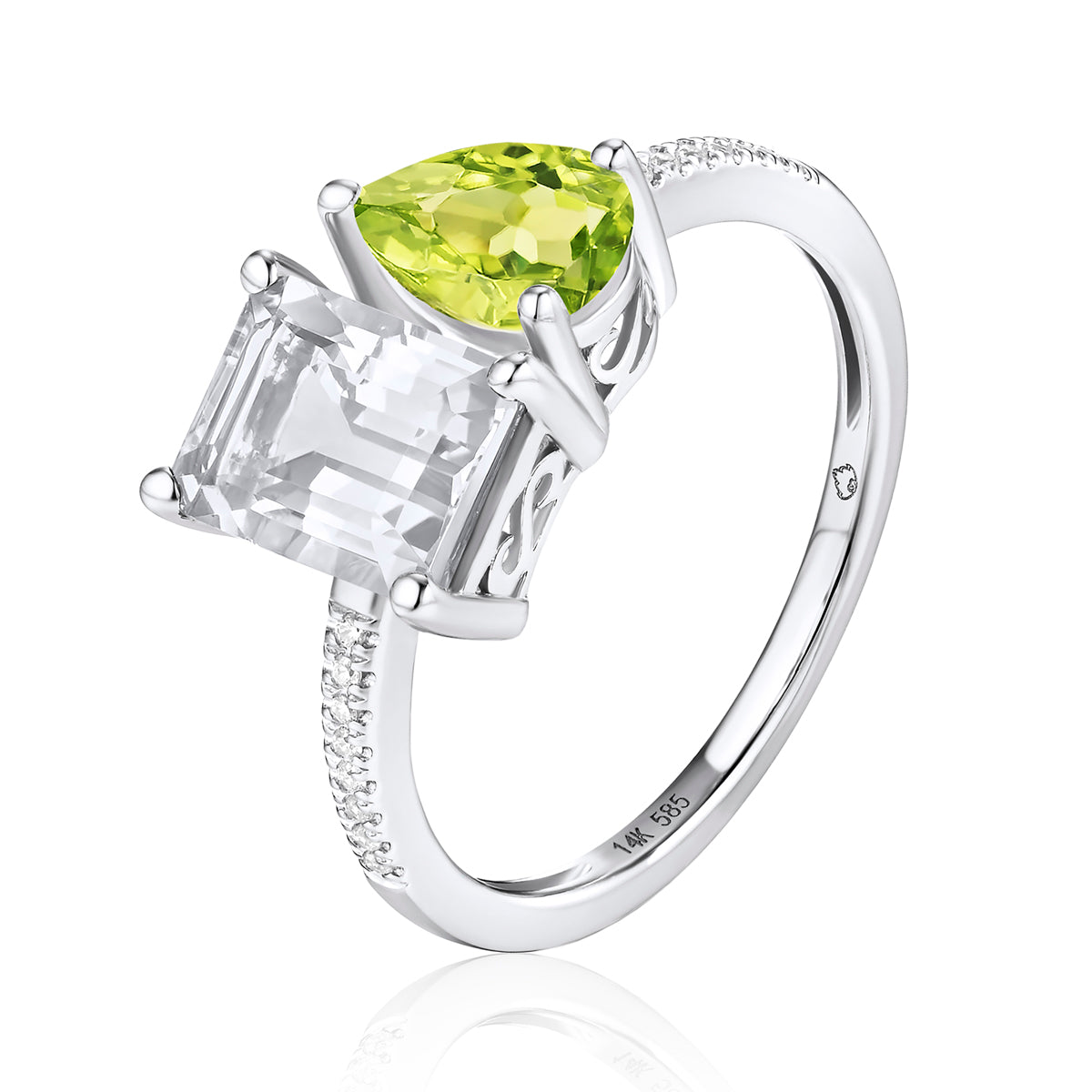 Moi et Toi Emerald Cut & Pear Shape Ring