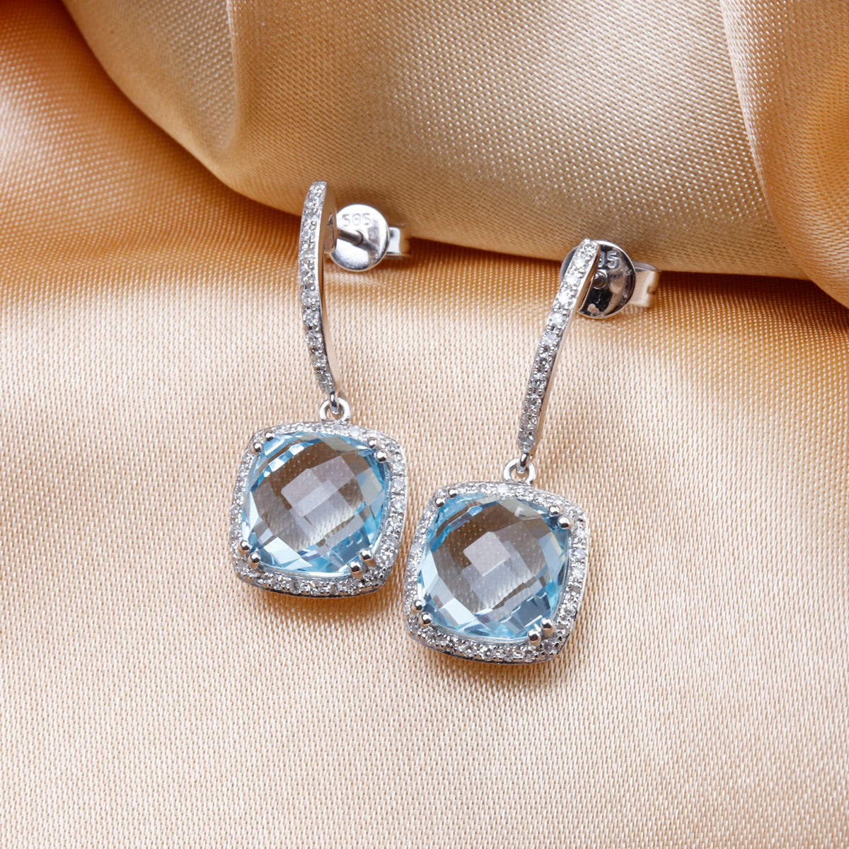 Cushion Cut Drop Earrings