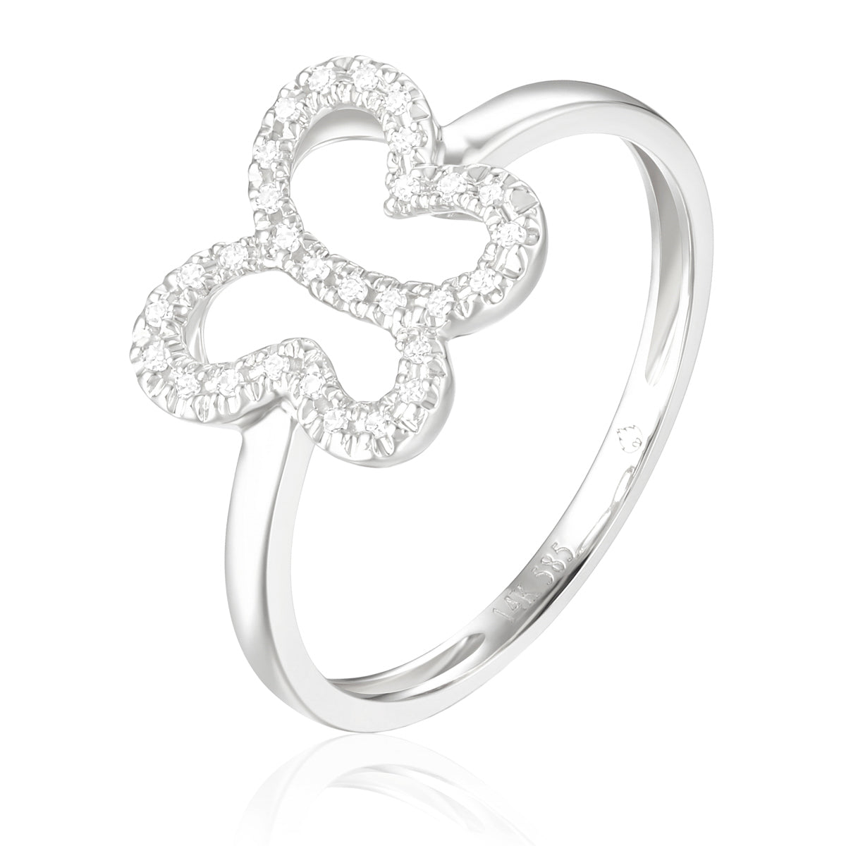 Butterfly Diamond Ring crafted with a graceful butterfly clouded by shimmering diamonds.