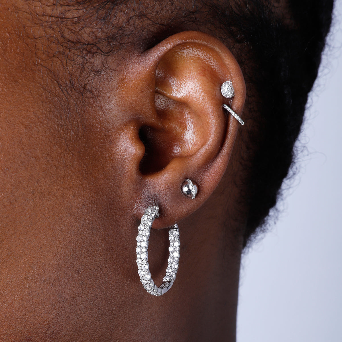 Double Row Diamond Hoops