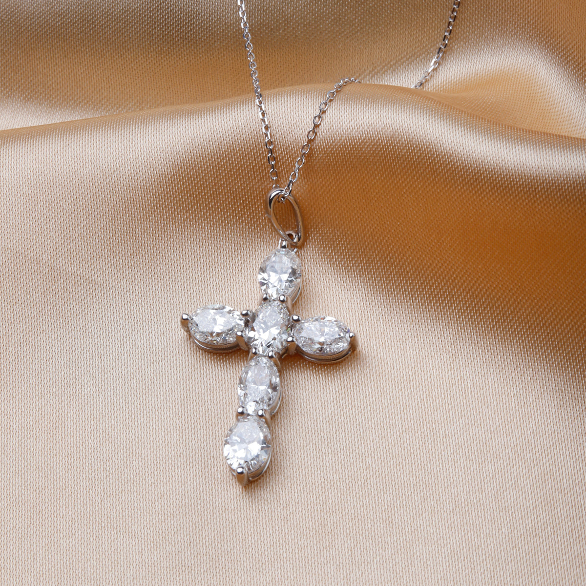 Oval Diamond Cross