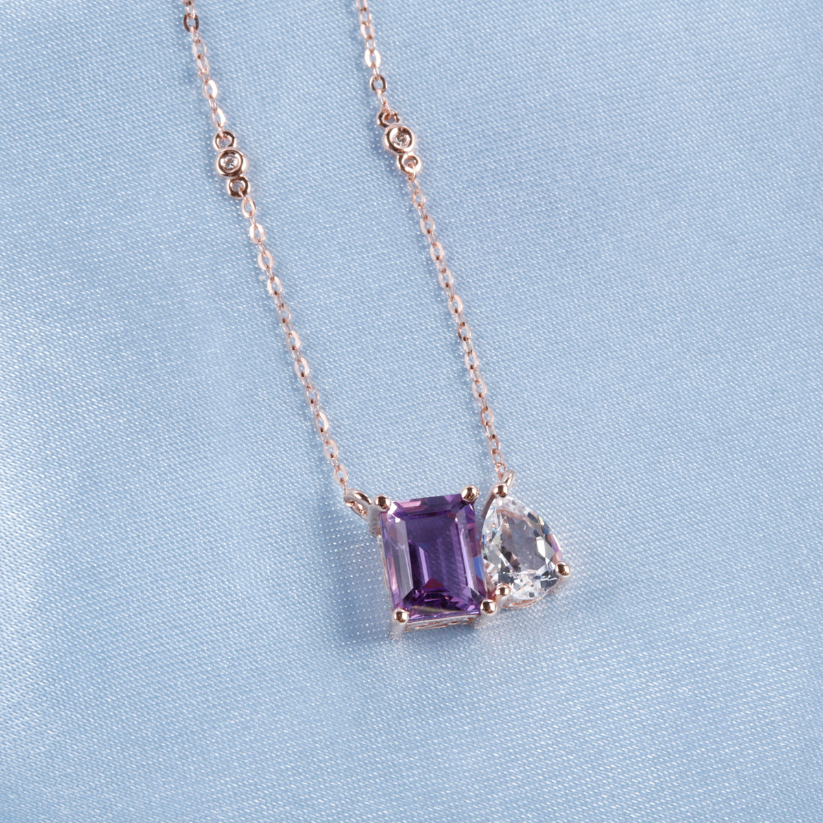 Moi et Toi Emerald Cut & Pear Shape Necklace