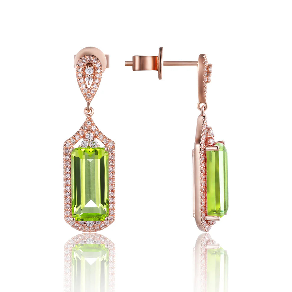 Elegant Art Deco Emerald Cut Earrings with stunning gemstone details. Variety of gemstone colors. 