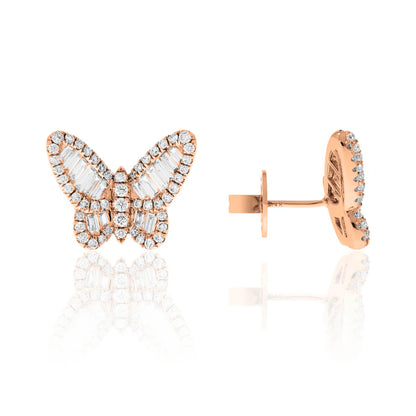 Baguette Butterfly Studs