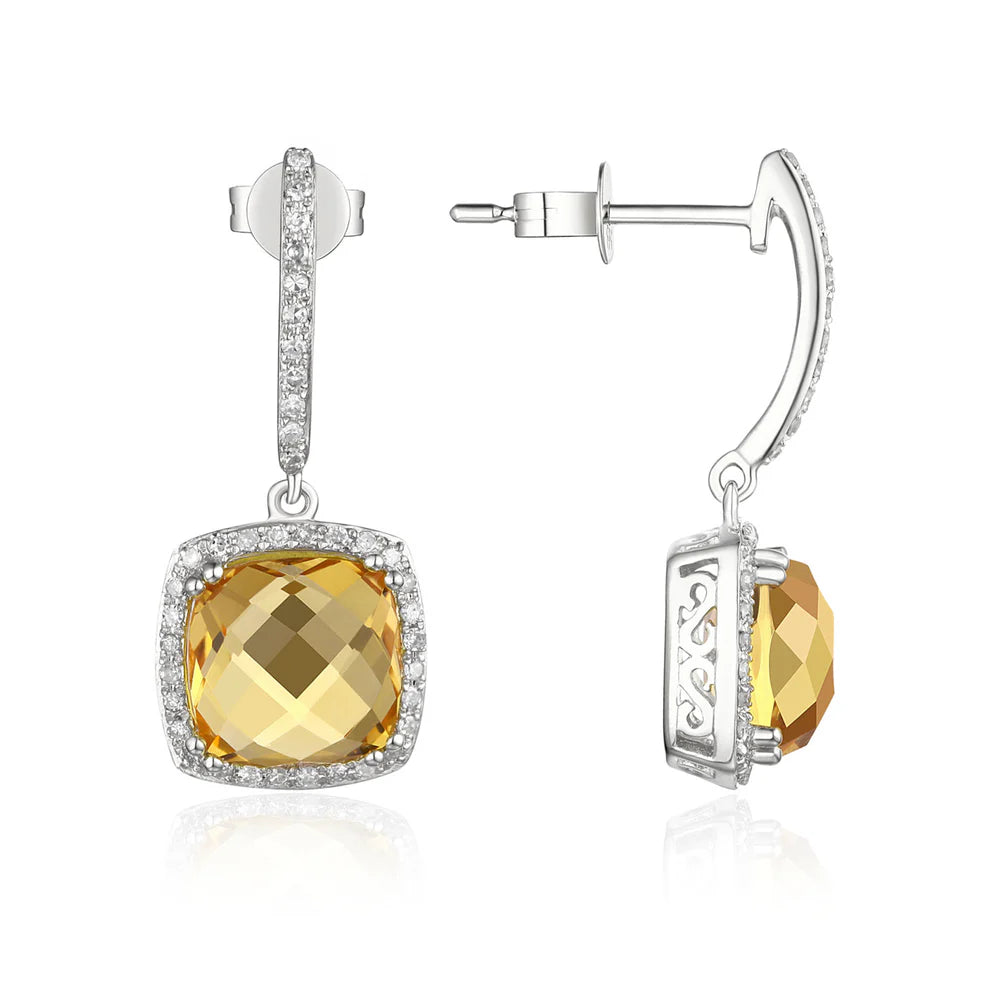 Cushion Cut Drop Earrings