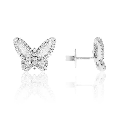 Baguette Butterfly Studs