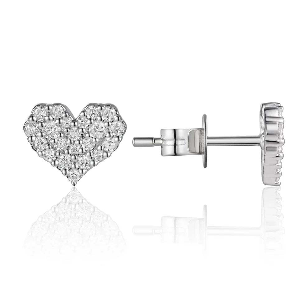 Cluster Heart Studs are bound to steal your heart. Cluster diamonds in a heart shape in 14k gold 