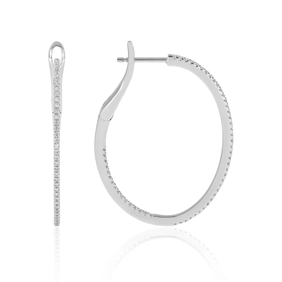 Dainty Single Row Diamond Hoops