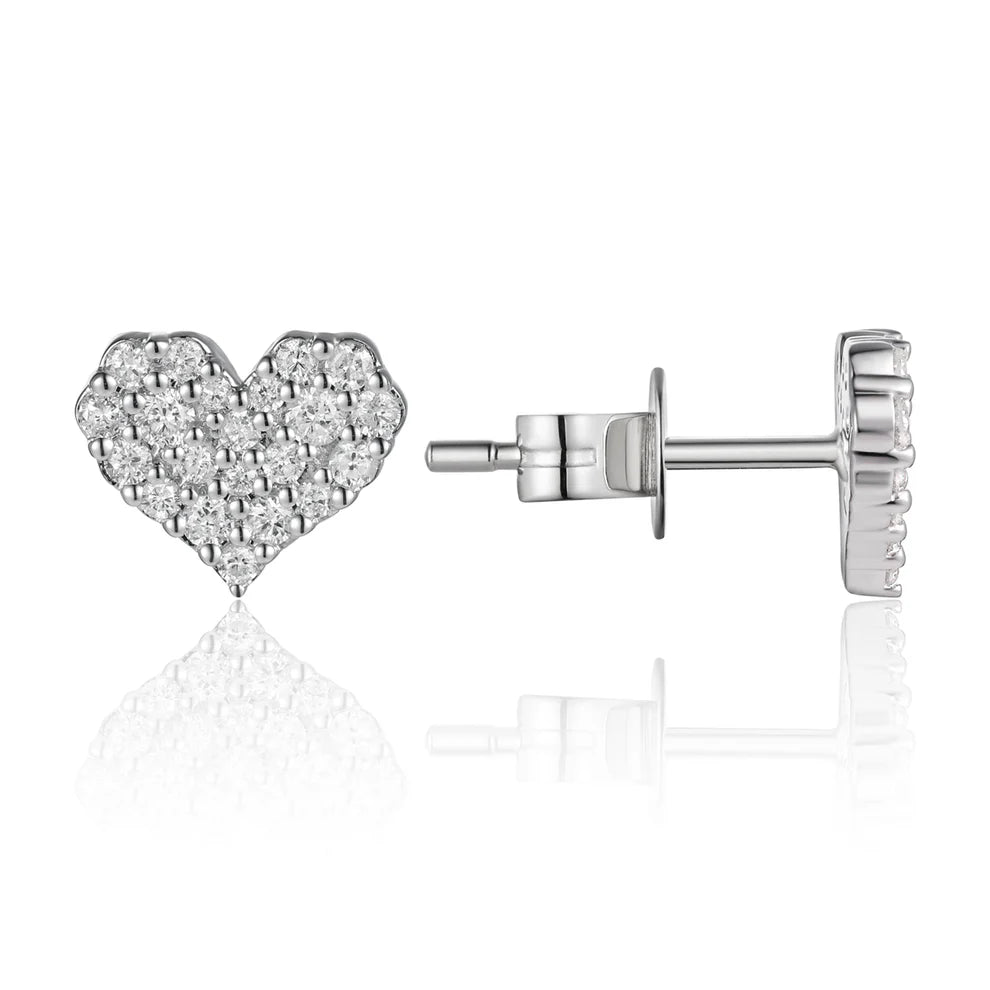 Cluster Heart Studs are bound to steal your heart. Cluster diamonds in a heart shape in 14k gold 