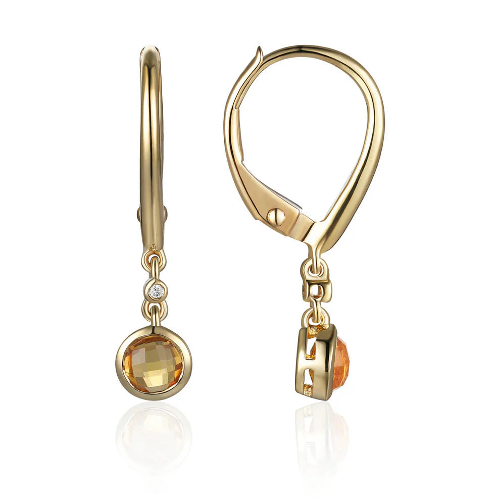 Bezel Round Gem Lever Back Earrings is versatile offering a variety of gemstone colors. 