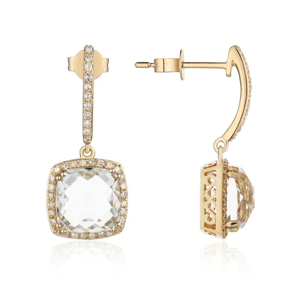 Cushion Cut Drop Earrings