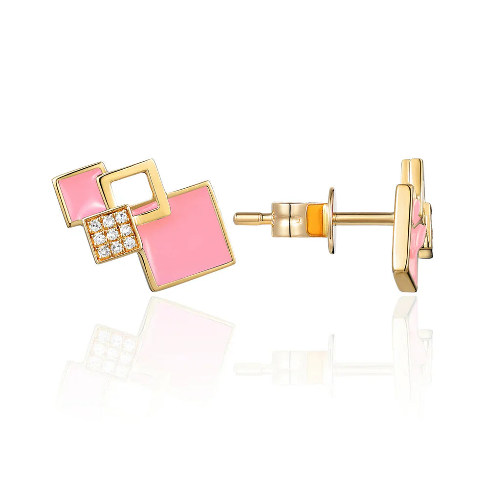 Minimalist enamel square shape, meticulously crafted with clean lines and a contemporary aesthetic. 