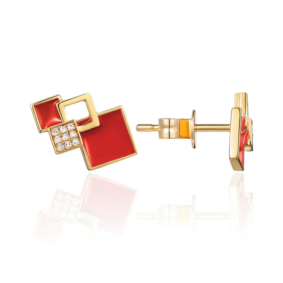 Minimalist enamel square shape, meticulously crafted with clean lines and a contemporary aesthetic. 