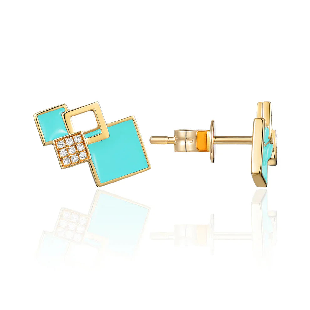 Minimalist enamel square shape, meticulously crafted with clean lines and a contemporary aesthetic. 