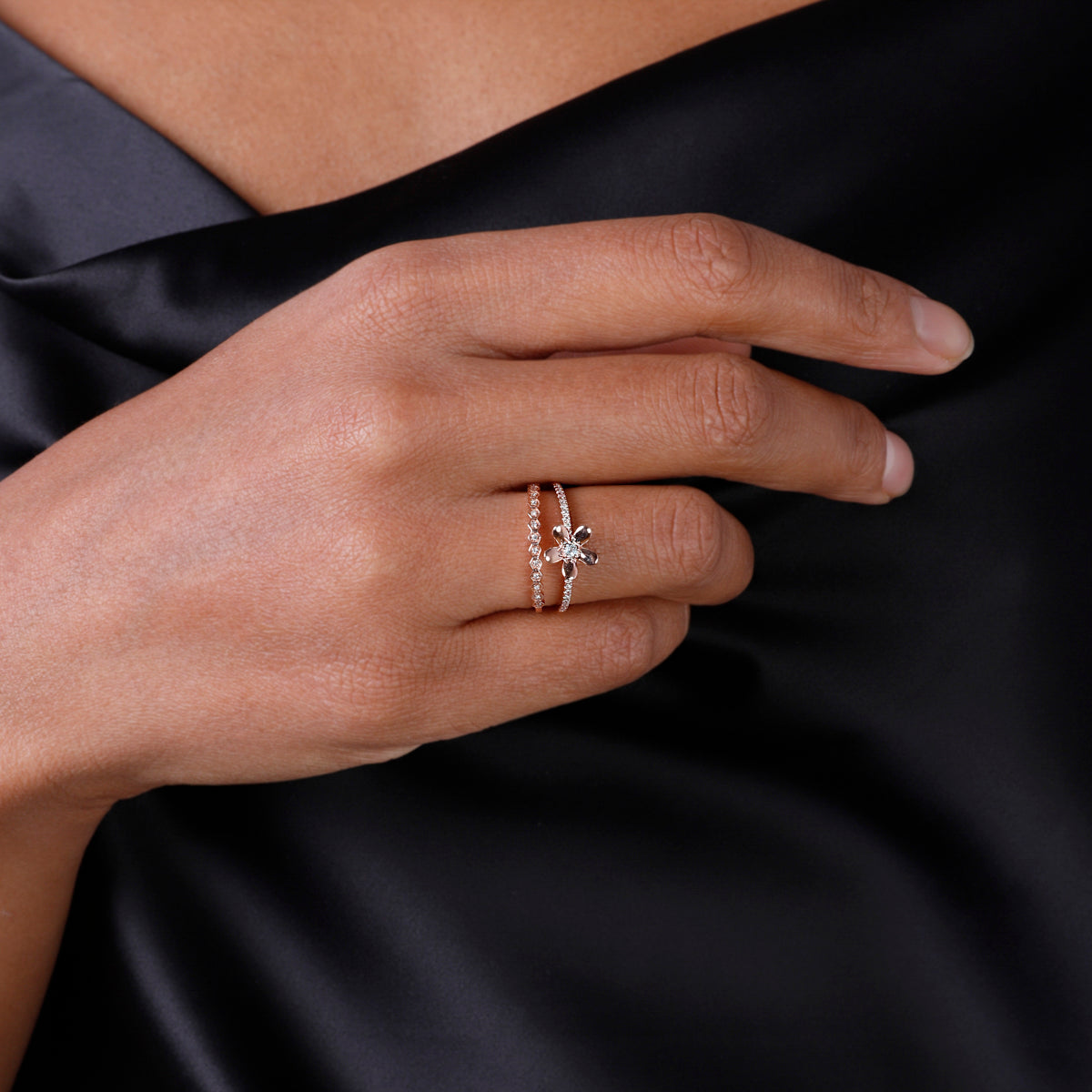 Diamond Beehive Row Ring