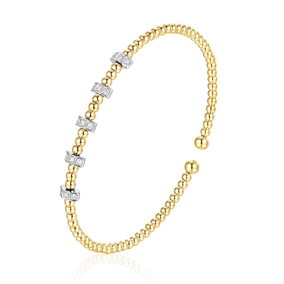 Gold Beaded Split Bangle