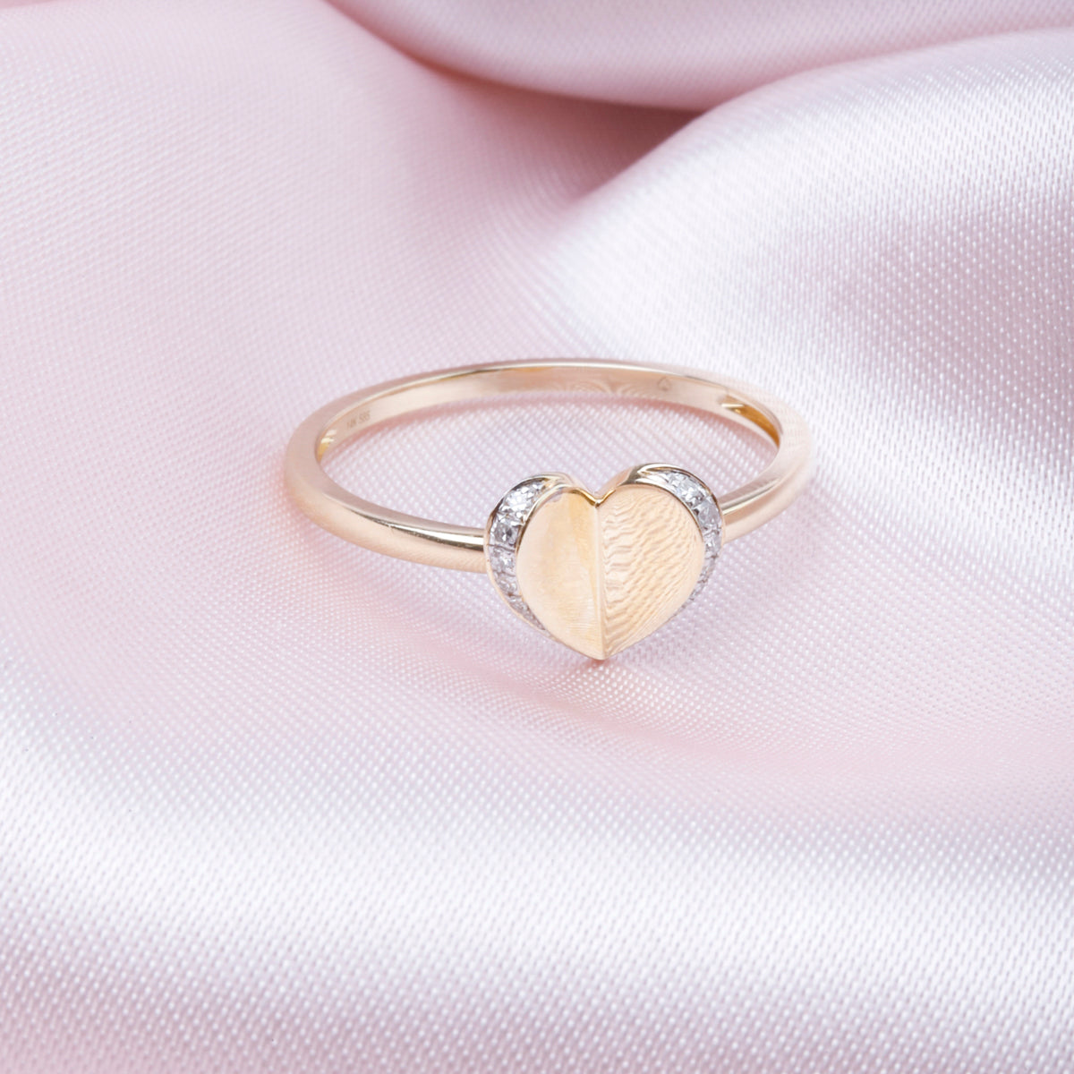 Heart Ring with Diamond Frame