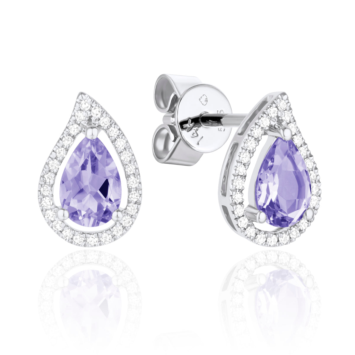 Teardrop Halo Stud Earrings