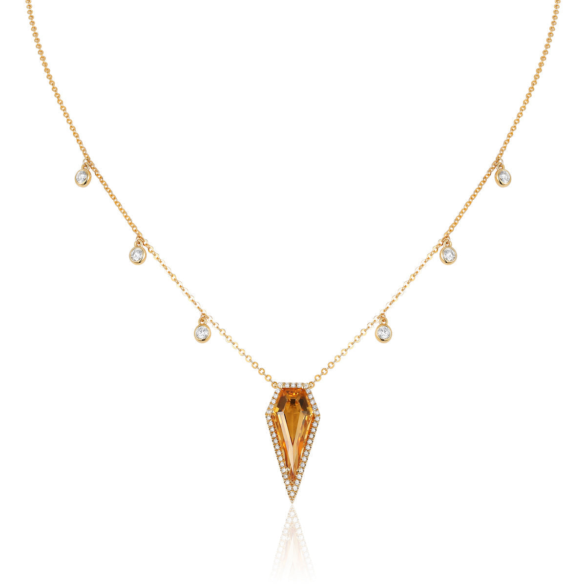 Diamond Shape Necklace with Diamond Charms