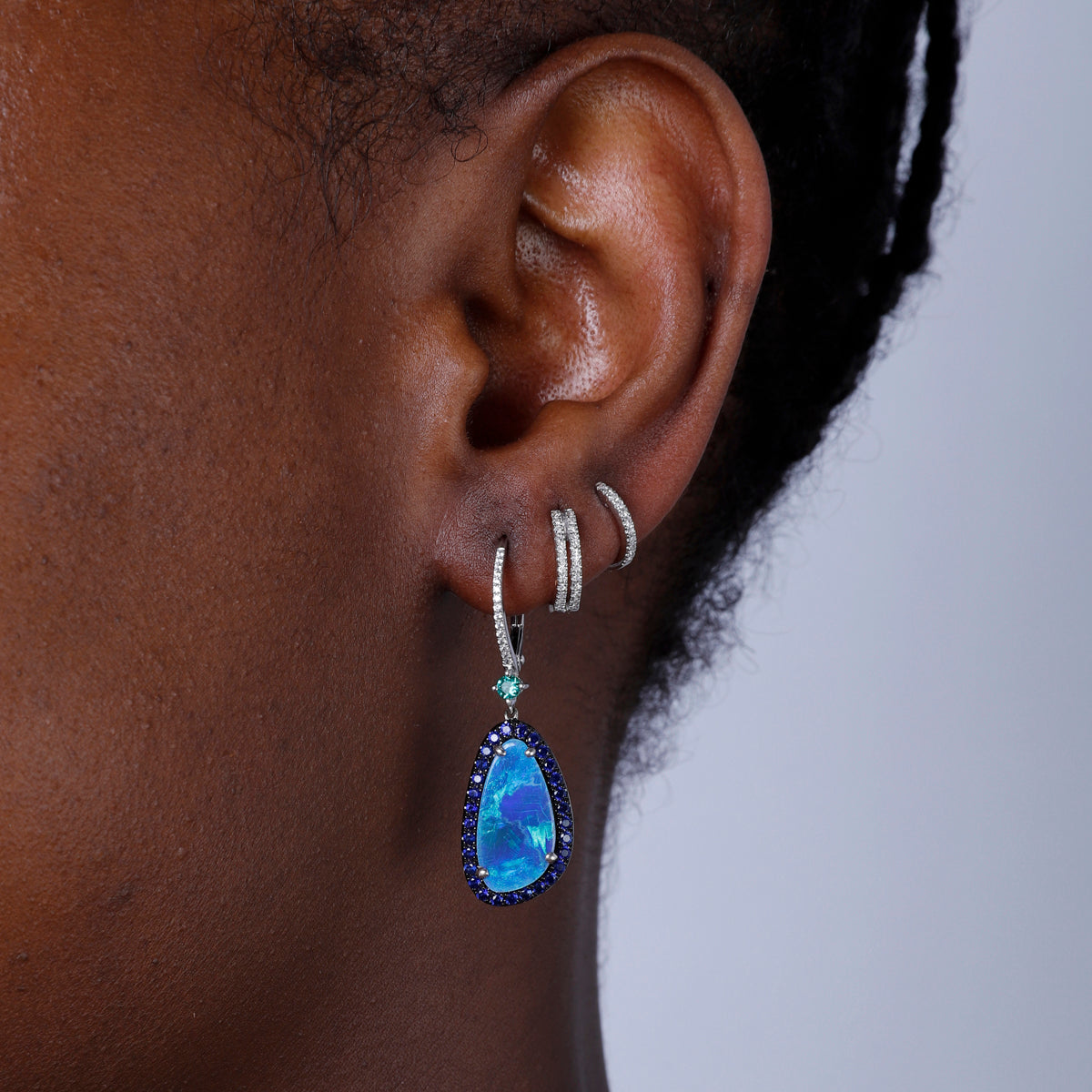 Opal Halo Drop Earrings