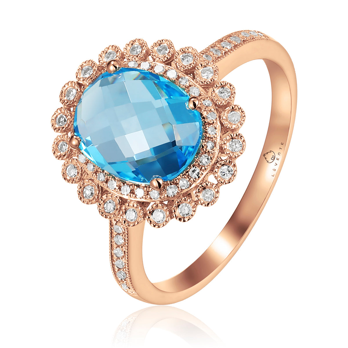 Intricately carved floral patterns and gemstones in the center adds to the ring's luxurious aura. 