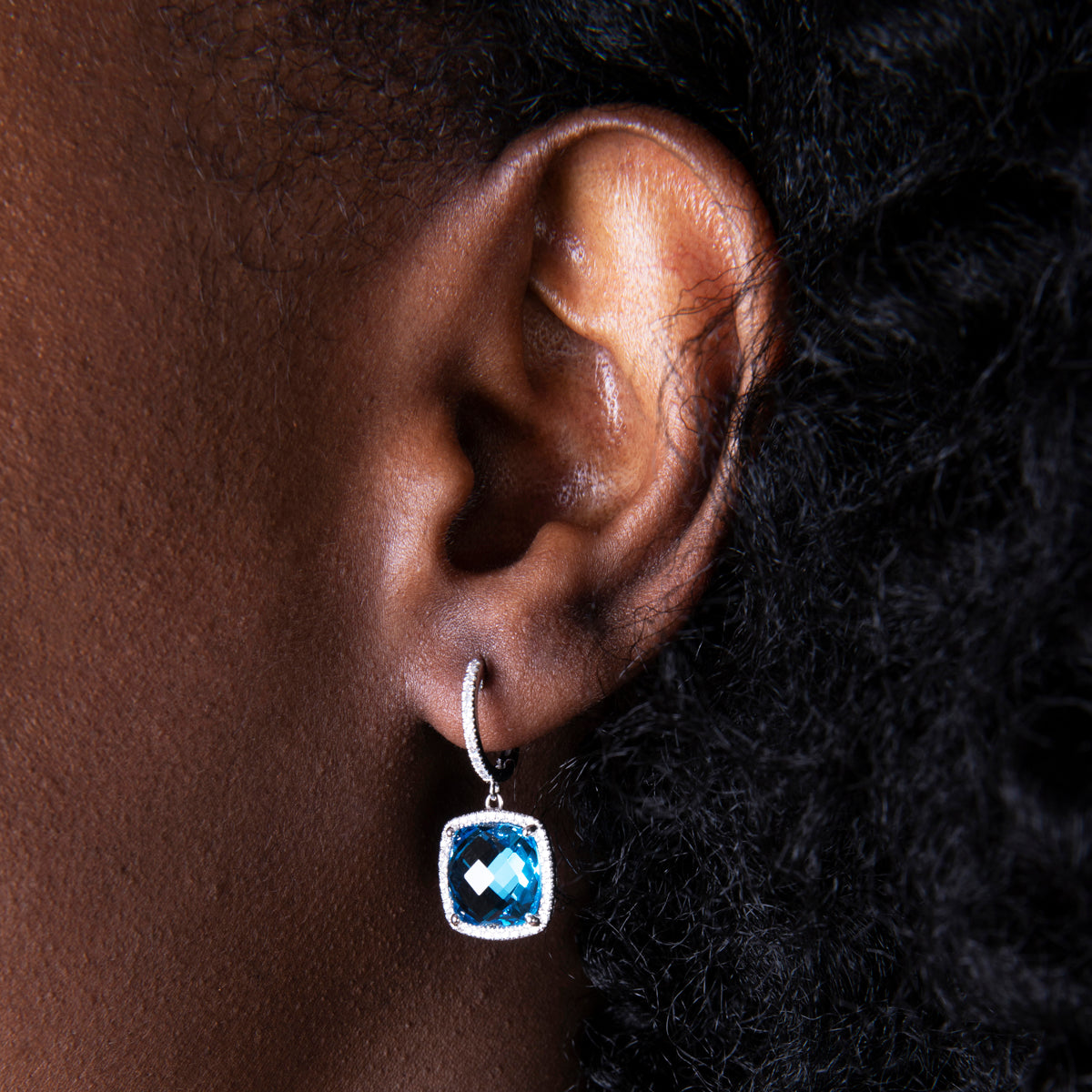 Checkerboard Cushion Drop Earrings